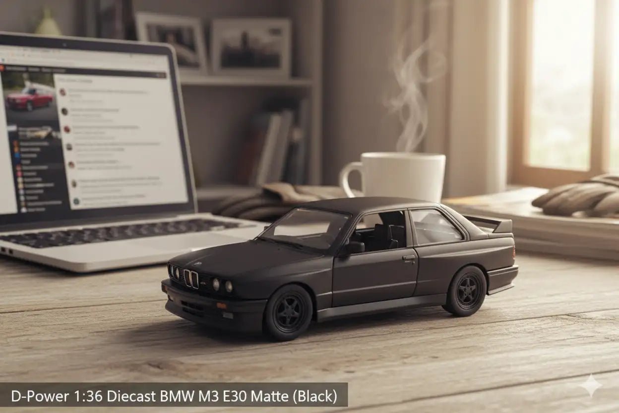 D - Power 1:36 Diecast BMW M3 E30 (1986 - 1991) Matte Black - Marah Kids