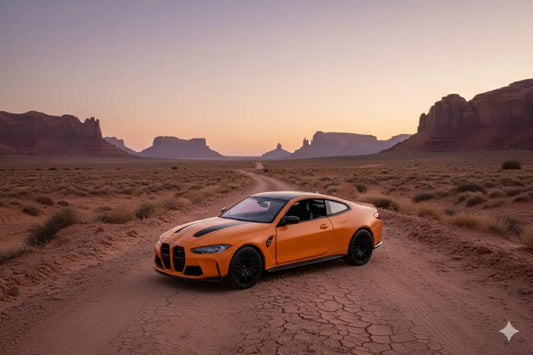 D - Power 1:36 Diecast BMW M4 CSL 2023 – Matte Orange, Pull Back, Collectible Sports Car Model - Marah Kids