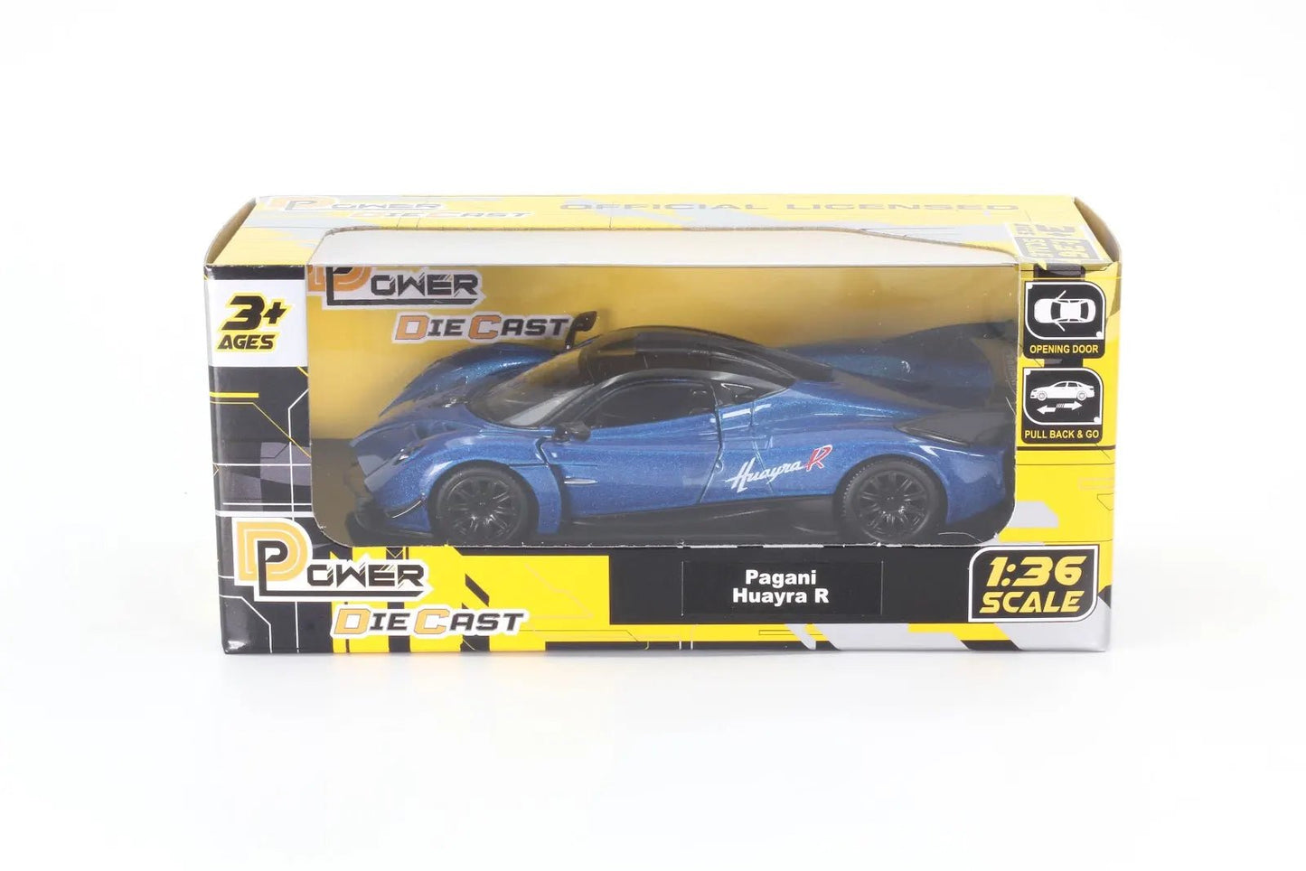 D - Power 1:36 Diecast Pagani Huayra R, Assorted Colors Blue / Green, 1 Piece - Marah Kids