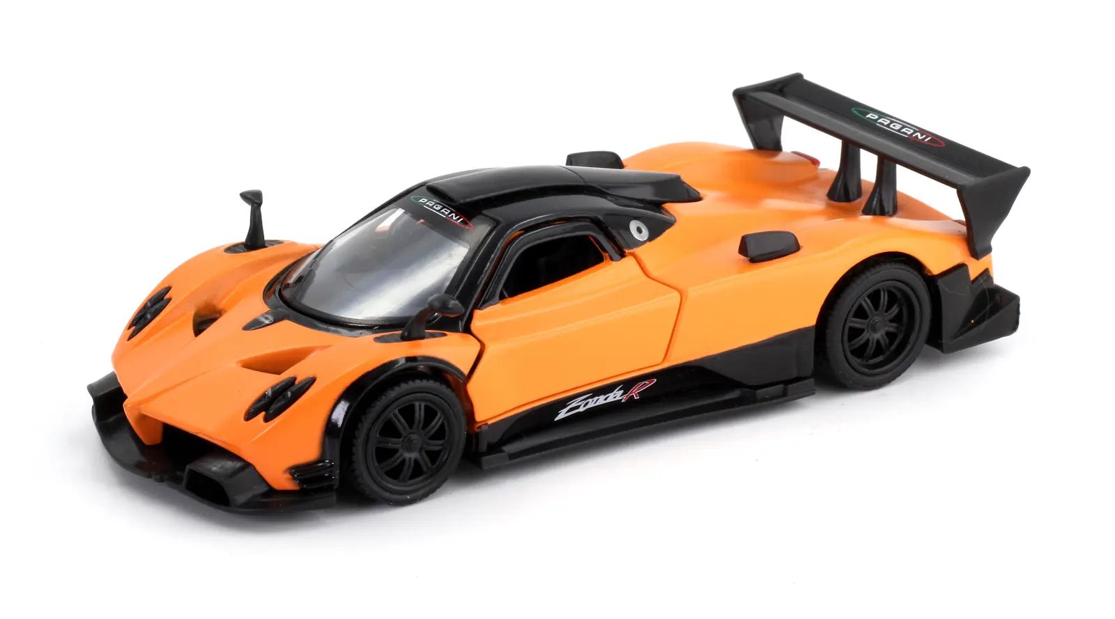 D - Power 1:36 Diecast Pagani Zonda R – Orange, Pull Back, Collectible Supercar Model - Marah Kids