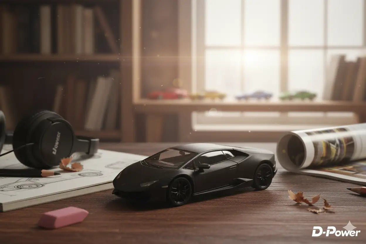 D - Power 1:36 Diecast Lamborghini Huracan LP610 - 4 – Matte Black, Pull Back - Marah Kids