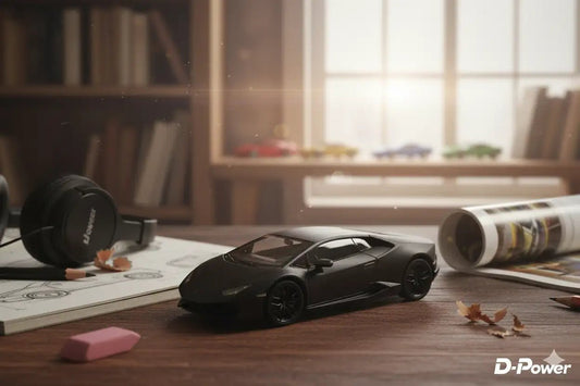 D - Power 1:36 Diecast Lamborghini Huracan LP610 - 4 – Matte Black, Pull Back - Marah Kids