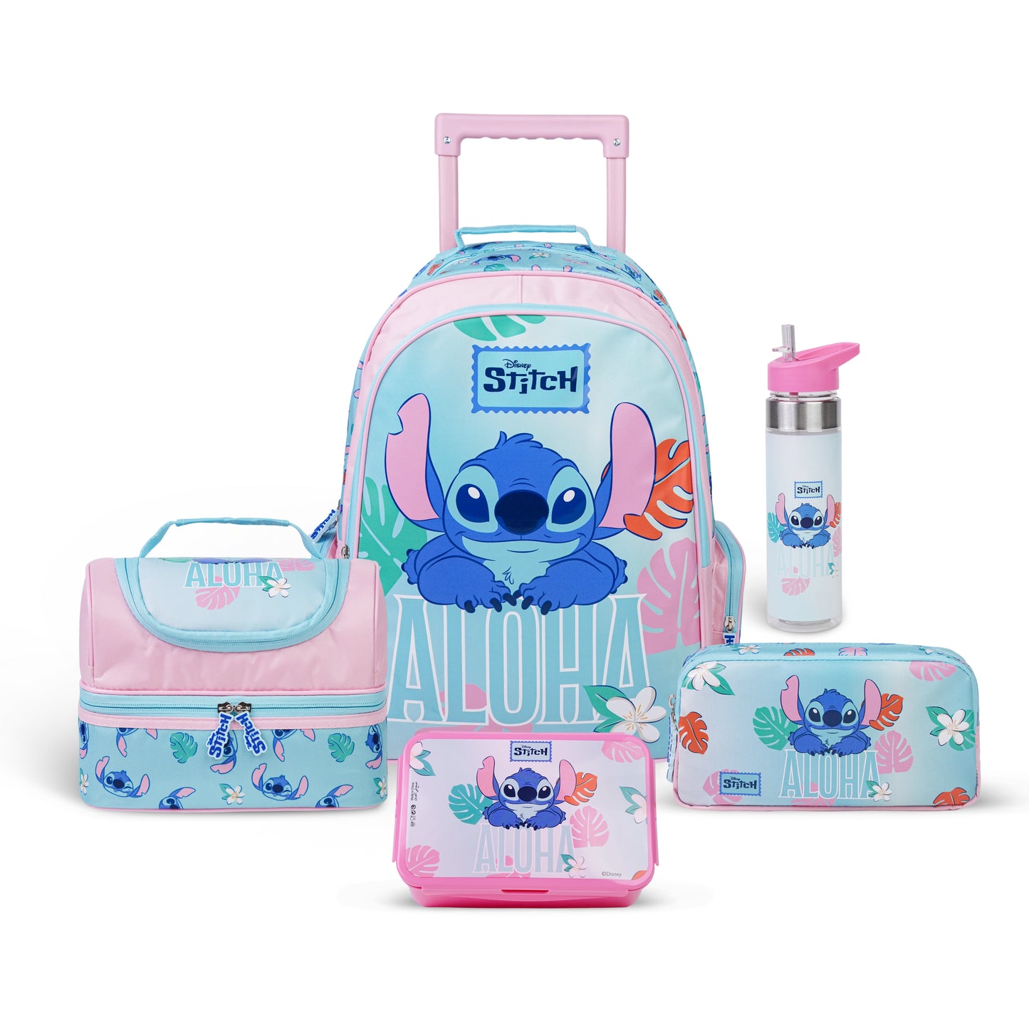 Disney Stitch Premium 5-in-1 Kids Trolley School Set 18 Inch