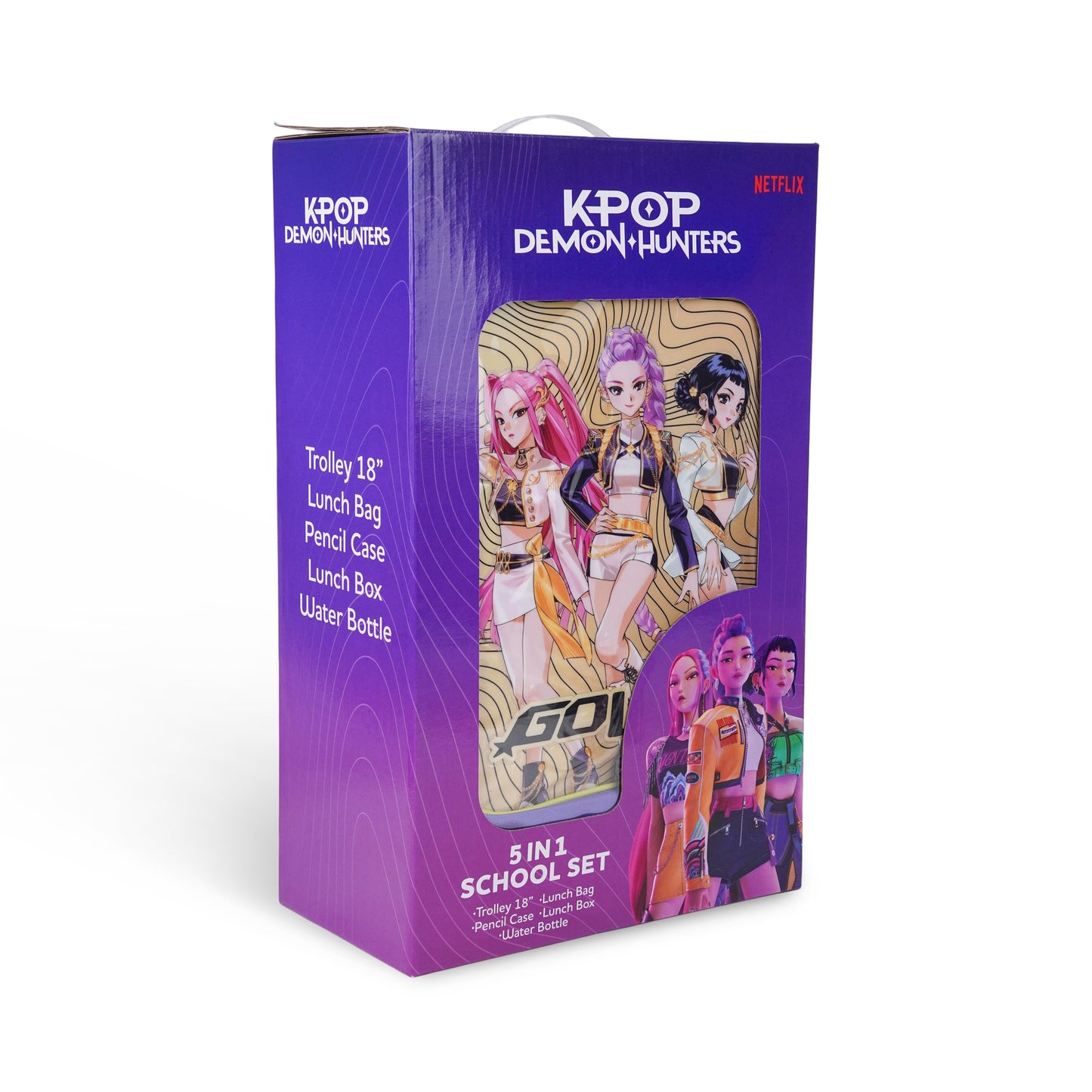 Netflix K-Pop Demon Hunters Golden 5-in-1 Kids Trolley School Set 18 Inch