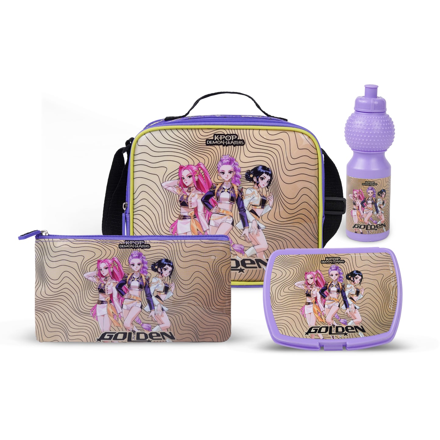Netflix K-Pop Demon Hunters Golden 5-in-1 Kids Trolley School Set 18 Inch