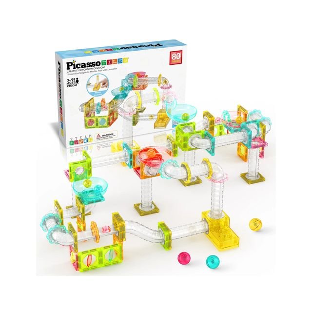 Picasso Magnetic Marble Run with Launcher 80pieces - Marah Kids