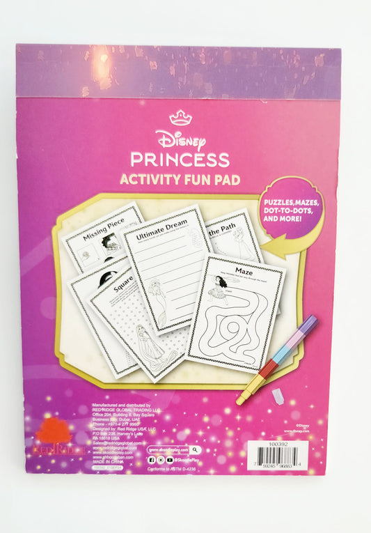 DISNEY PRINCESS ACTIVITY FUN PAD WITH STACKABLE CRAYON