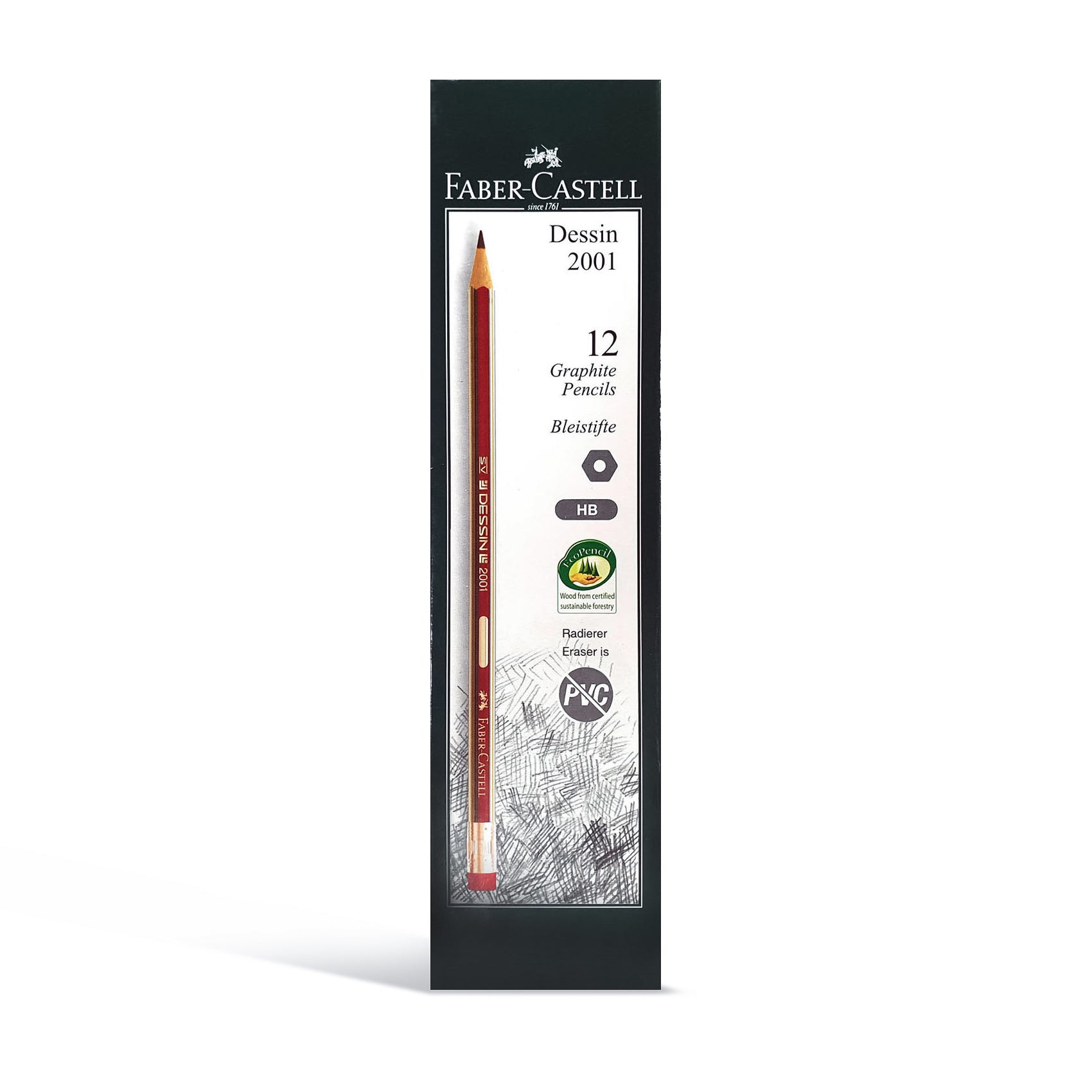 FABER - CASTELL DESSIN GRAPHITE PENCIL HB WITH RT 12PC - Marah Kids