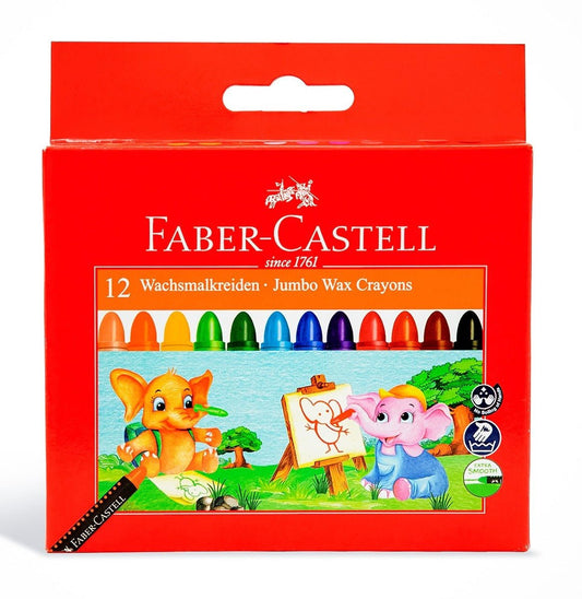 FABER - CASTELL JUMBO WAX CRAYONS 12 COLOR 90MM - Marah Kids