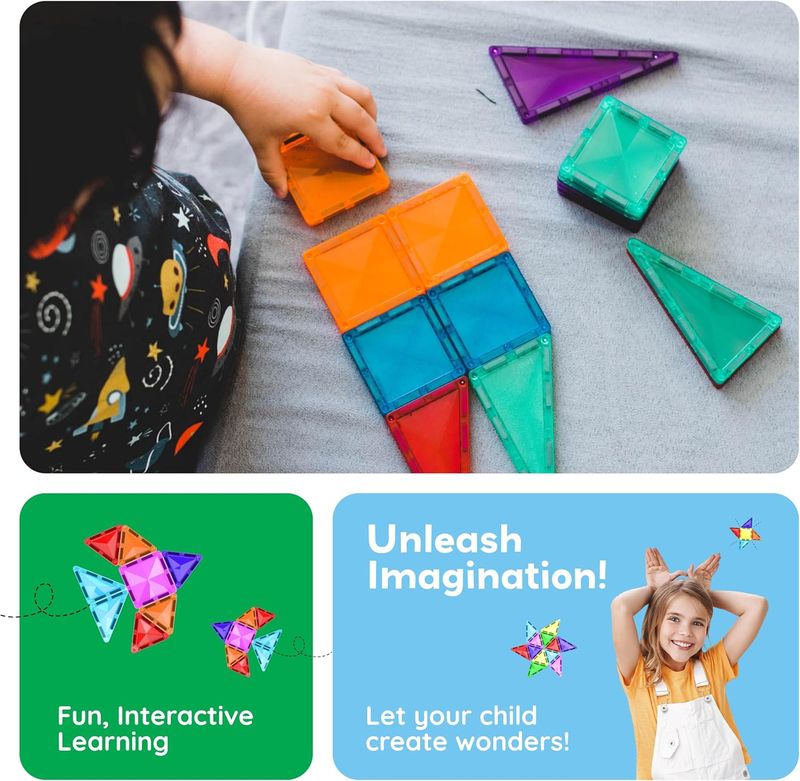 Picasso Magnetic Tiles Diamond Series with 1 Car 80 - pieces - Marah Kids