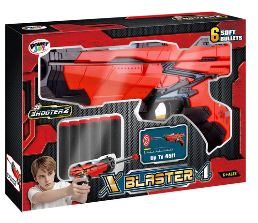 Power Joy Shooterz X Blaster 4 with 6 Foam Bullets with Lights Battery Operated - Marah Kids