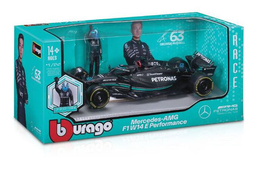 Bburago 1:24 Formula (with figure) - Mercedes - AMG Petronas Team W14 E Performance - Marah Kids