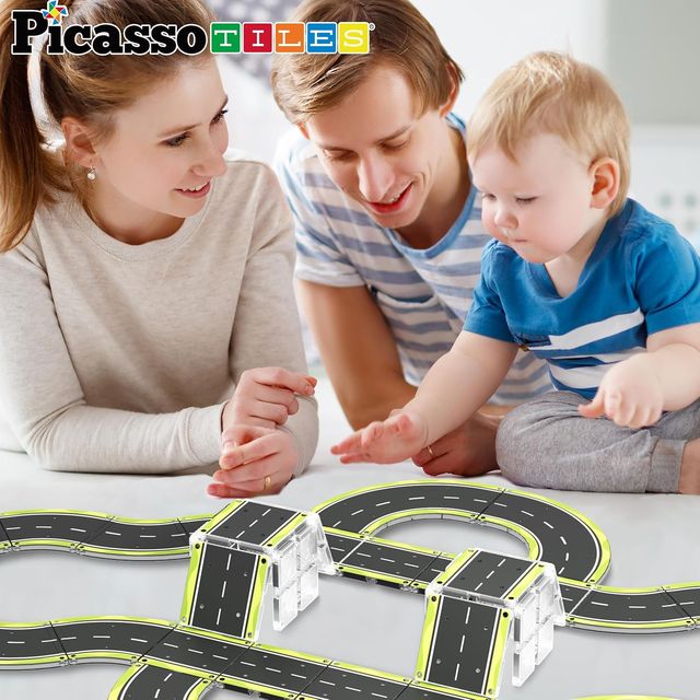 Picasso Magnetic Tiles Highway Printed Set 16 - pieces - Marah Kids