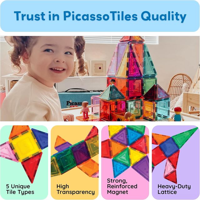 Picasso Magnetic Tiles Building Blocks 60 - pieces - Marah Kids