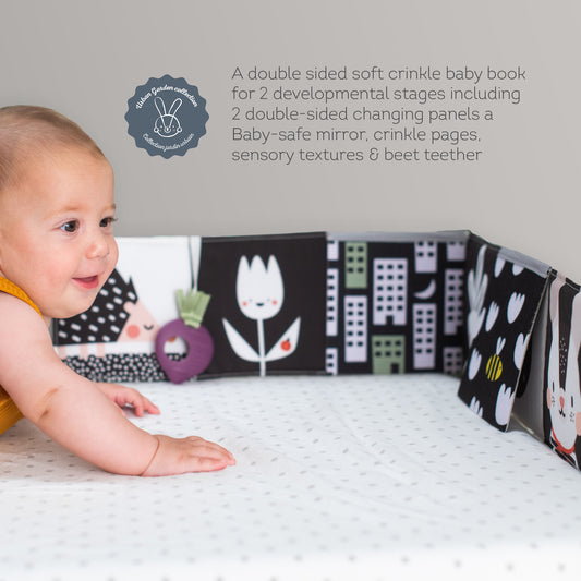 Taf Toys Urban Garden Soft Cloth Book | Crinkle & Sensory Tummy Time Toy, 0M+