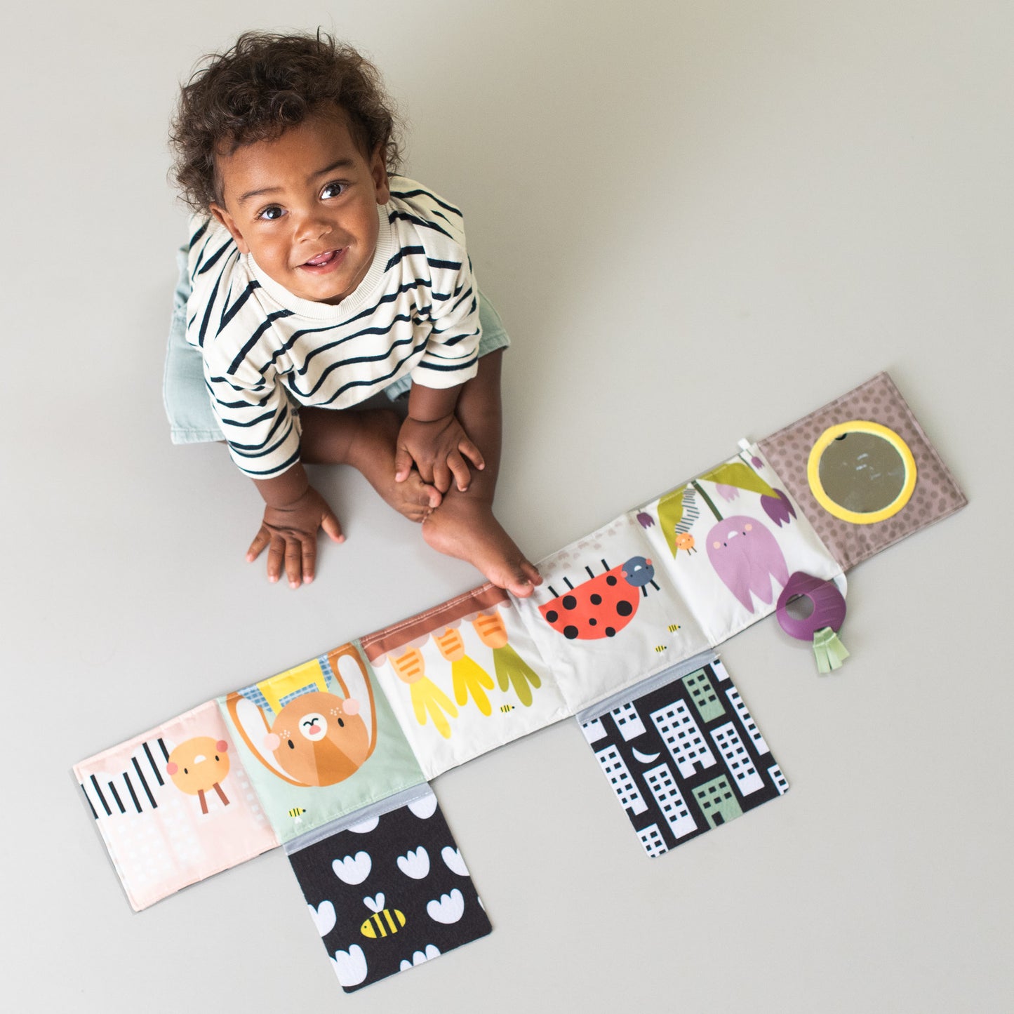 Taf Toys Urban Garden Soft Cloth Book | Crinkle & Sensory Tummy Time Toy, 0M+