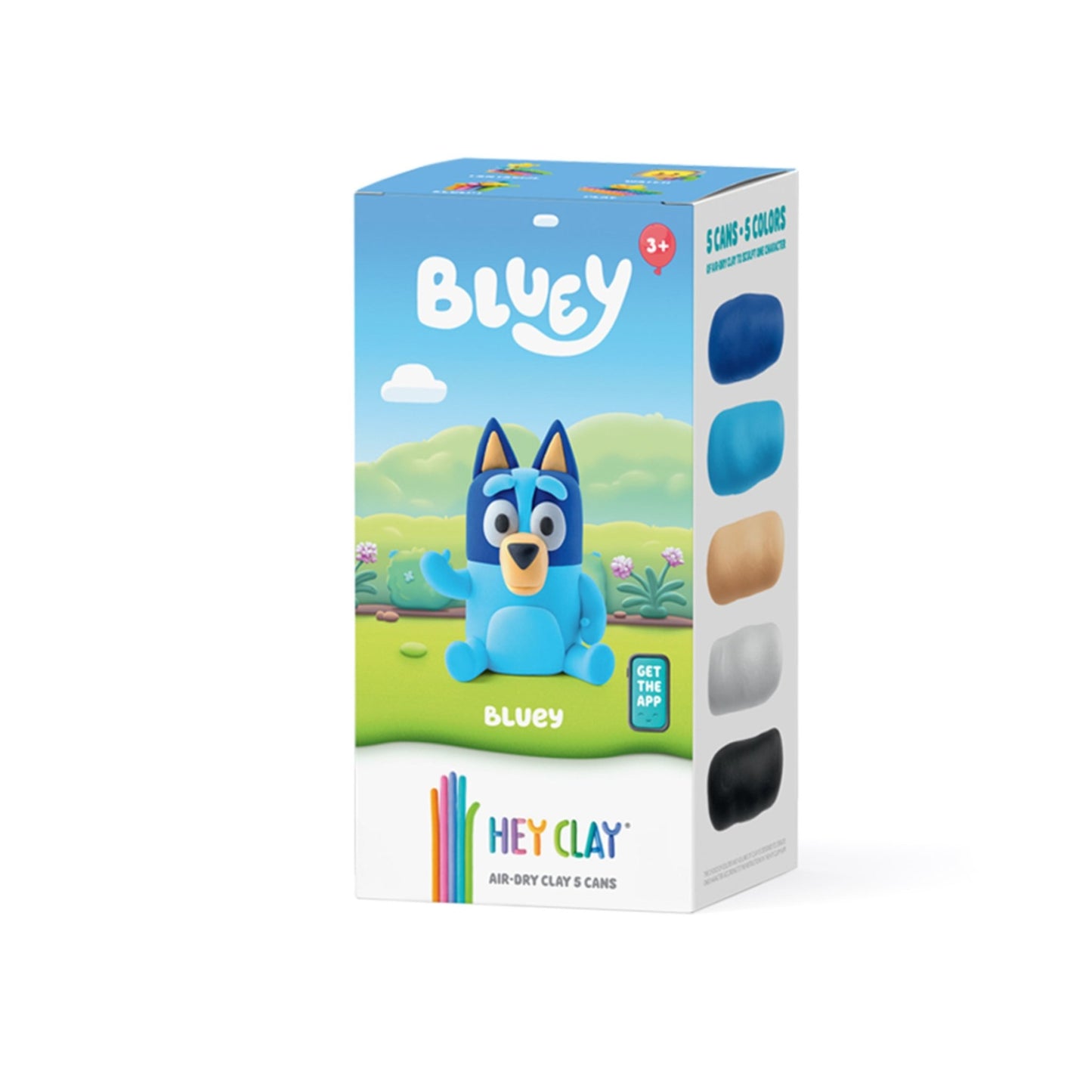 Hey Clay - Bluey. Colorful modeling air - dry clay, 5 cans with fun interactive app for kids aged 3+ years. - Marah Kids
