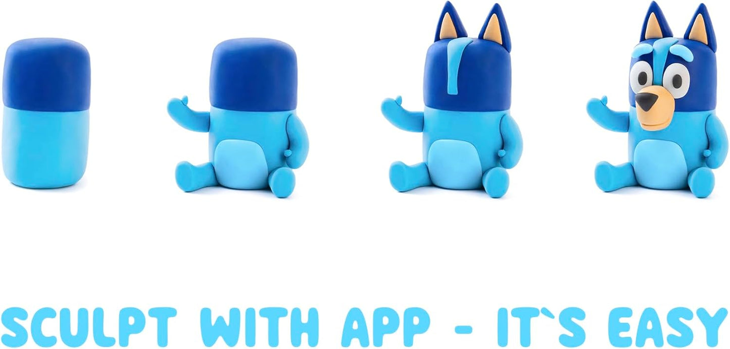 Hey Clay - Bluey. Colorful modeling air - dry clay, 5 cans with fun interactive app for kids aged 3+ years. - Marah Kids