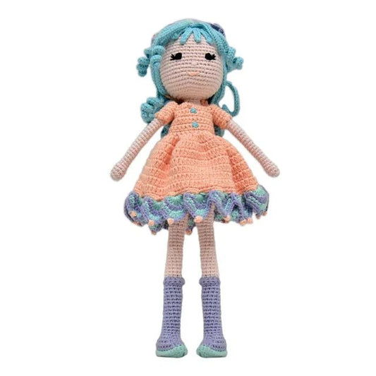 Happy Threads Handmade Crocheted Diana Whimsy Doll (15 inches) – Multicolour | Crochet Toys | Child Safe | for Babies 6 Months & Above | Dolls for Boys/Girls| For Birthday Gift | Decorative Items for Room - Marah Kids