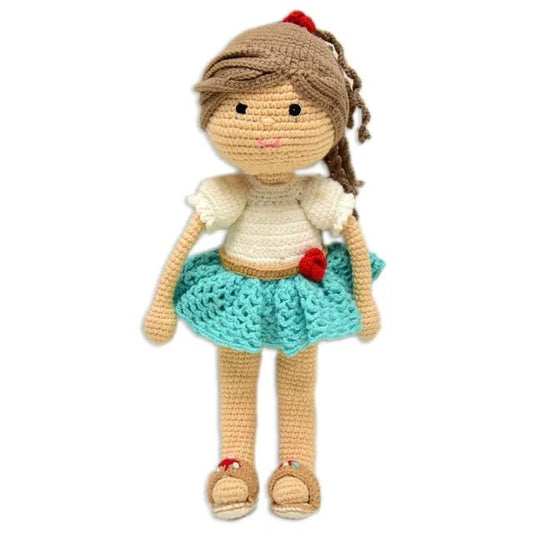 Happy Threads Handmade Crocheted Love Katie Doll (17 inches) – Multicolour | Crochet Toys | Child Safe | for Babies 6 Months & Above | Dolls for Boys/Girls| For Birthday Gift | Decorative Items for Room - Marah Kids