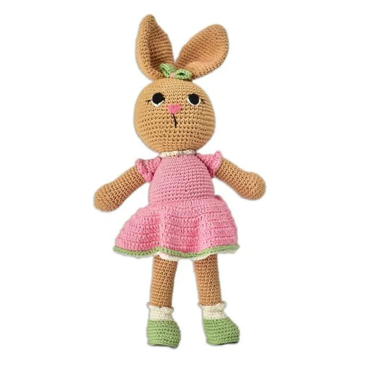 Happy Threads Handmade Crocheted Loving Bunny (10 inch) – Pink | Crochet Toys | Child Safe | for Babies 6 Months & Above | Dolls for Boys/Girls| For Birthday Gift | Decorative Items for Room - Marah Kids
