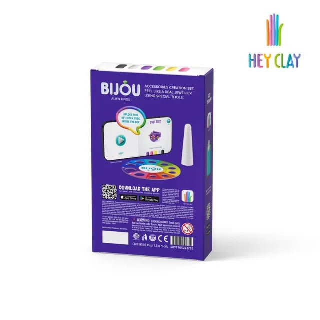 Hey Clay - ALIEN RINGS Colourful modelling air - dry clay, 3 cans with fun interactive app for kids 3 years + - Marah Kids