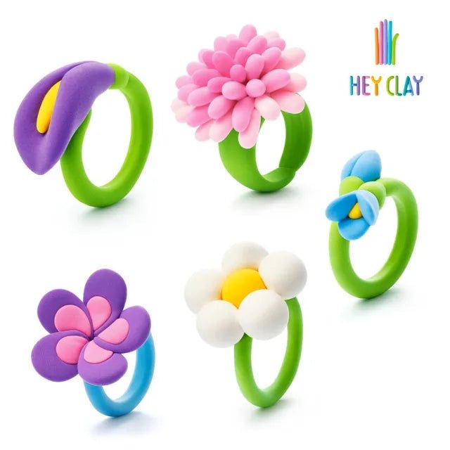 Hey Clay - ALIEN RINGS Colourful modelling air - dry clay, 3 cans with fun interactive app for kids 3 years + - Marah Kids