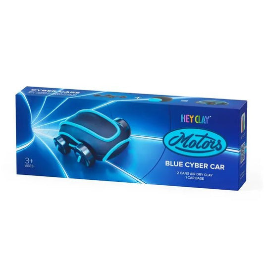 Hey Clay - Cyber Cars BLUE CYBER CAR Colourful modelling air - dry clay, 2 cans with fun interactive app for kids 3 years + - Marah Kids