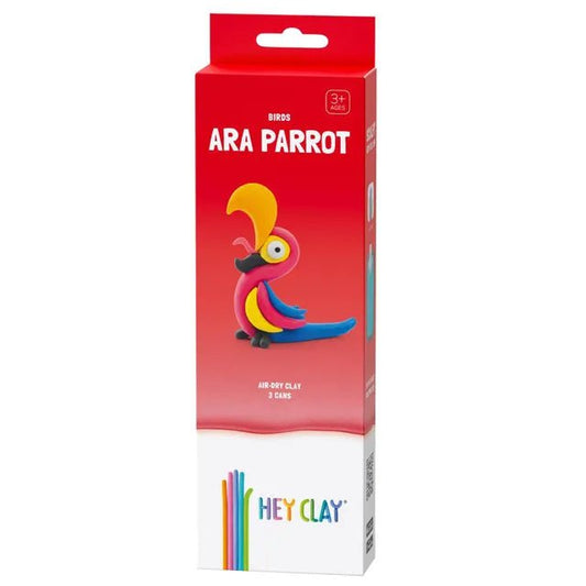 HEY CLAY – DIY Ara Parrot Plastic Creative Modelling Air - Dry Clay For Kids 3 Cans - Marah Kids