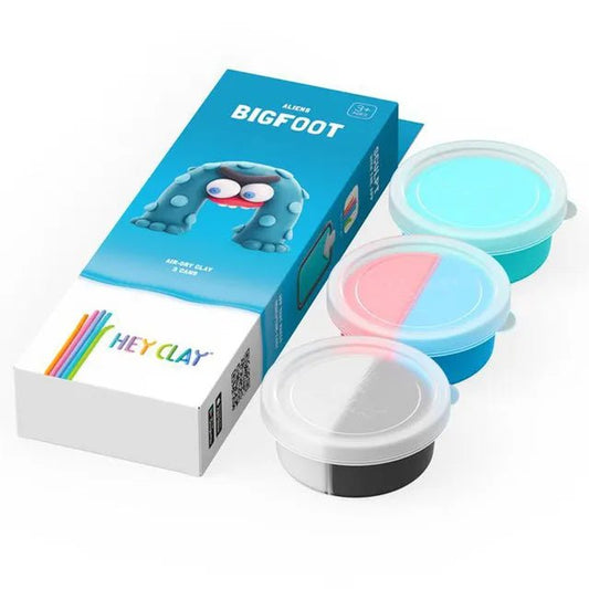 HEY CLAY – DIY Bigfoot Plastic Creative Modelling Air - Dry Clay For Kids 3 Cans - Marah Kids