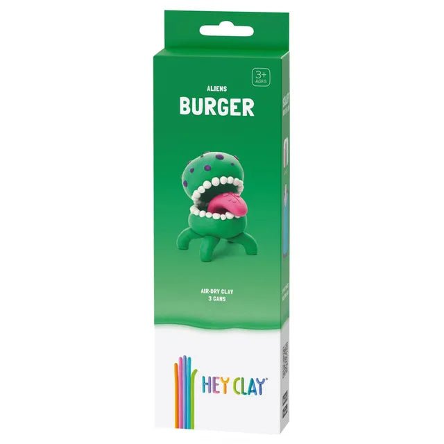 HEY CLAY – DIY Burger Plastic Creative Modelling Air - Dry Clay For Kids 3 Cans - Marah Kids