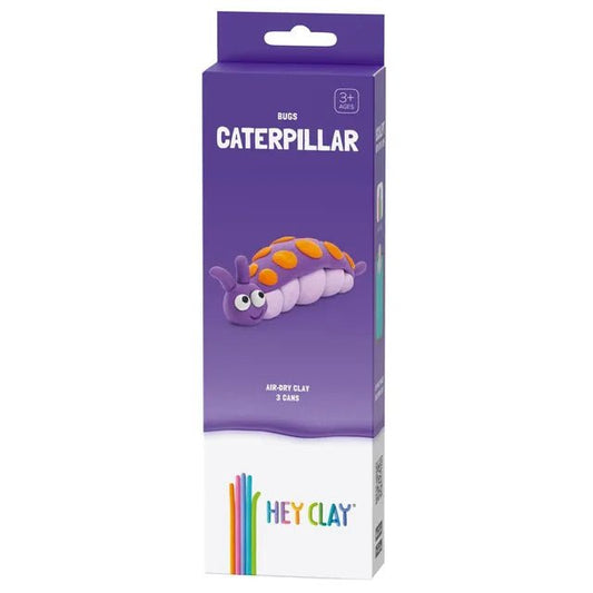 HEY CLAY – DIY Caterpillar Plastic Creative Modelling Air - Dry Clay For Kids 3 Cans - Marah Kids