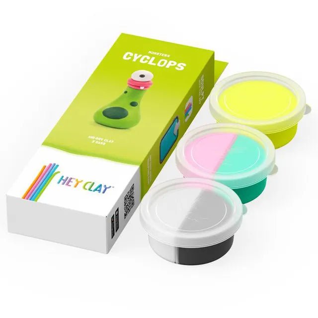 HEY CLAY – DIY Cyclops Plastic Creative Modelling Air - Dry Clay For Kids 3 Cans - Marah Kids