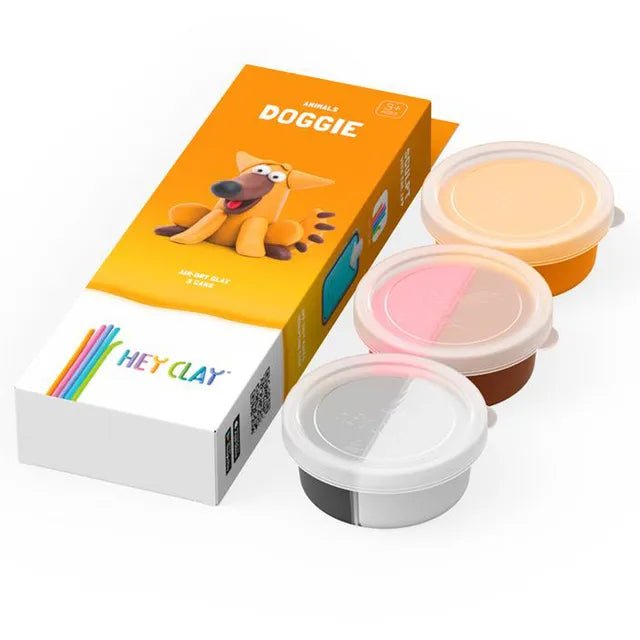 HEY CLAY – DIY Doggie Plastic Creative Modelling Air - Dry Clay For Kids 3 Cans - Marah Kids