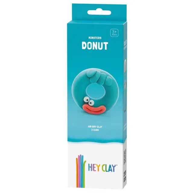 HEY CLAY – DIY Donut Plastic Creative Modelling Air - Dry Clay For Kids 3 Cans - Marah Kids