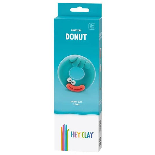 HEY CLAY – DIY Donut Plastic Creative Modelling Air - Dry Clay For Kids 3 Cans - Marah Kids