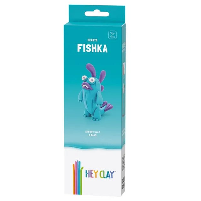 HEY CLAY – DIY Fishka Plastic Creative Modelling Air - Dry Clay For Kids 3 Cans - Marah Kids