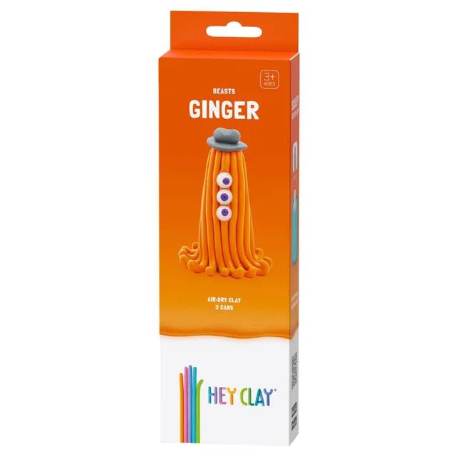 HEY CLAY – DIY Ginger Plastic Creative Modelling Air - Dry Clay For Kids 3 Cans - Marah Kids