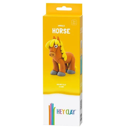 HEY CLAY - DIY Horse Plastic Creative Modelling Air - Dry Clay For Kids, 3 Cans - Marah Kids