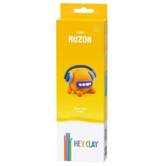 HEY CLAY – DIY Muzon Plastic Creative Modelling Air - Dry Clay For Kids 3 Cans - Marah Kids