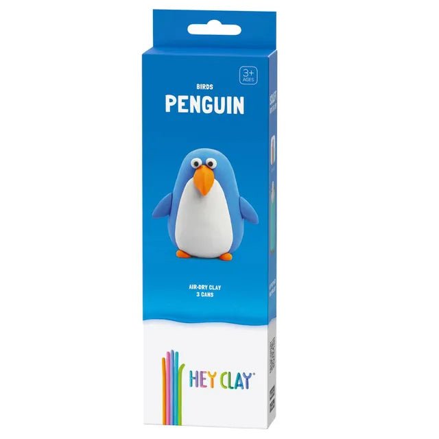 HEY CLAY – DIY Penguin Plastic Creative Modelling Air - Dry Clay For Kids 3 Cans - Marah Kids