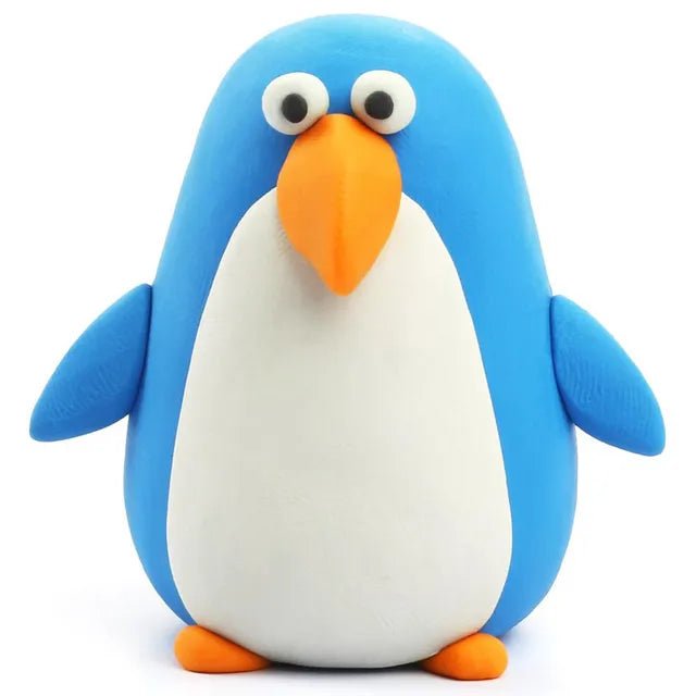 HEY CLAY – DIY Penguin Plastic Creative Modelling Air - Dry Clay For Kids 3 Cans - Marah Kids