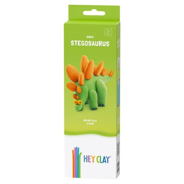 HEY CLAY – DIY Stegosaurus Plastic Creative Modelling Air - Dry Clay For Kids 3 Cans - Marah Kids