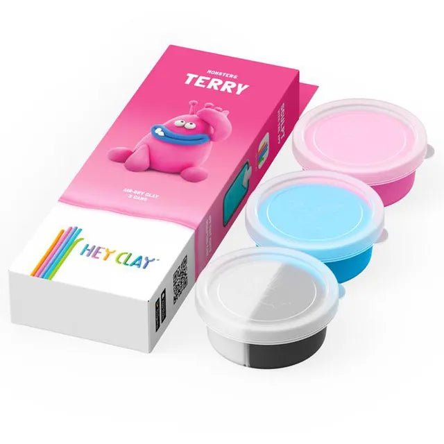 HEY CLAY – DIY Terry Plastic Creative Modelling Air - Dry Clay For Kids 3 Cans - Marah Kids