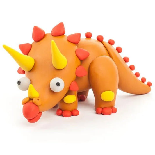HEY CLAY – DIY Triceratops Plastic Creative Modelling Air - Dry Clay For Kids 3 Cans - Marah Kids