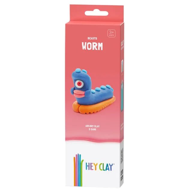 HEY CLAY – DIY Worm Plastic Creative Modelling Air - Dry Clay For Kids 3 Cans - Marah Kids