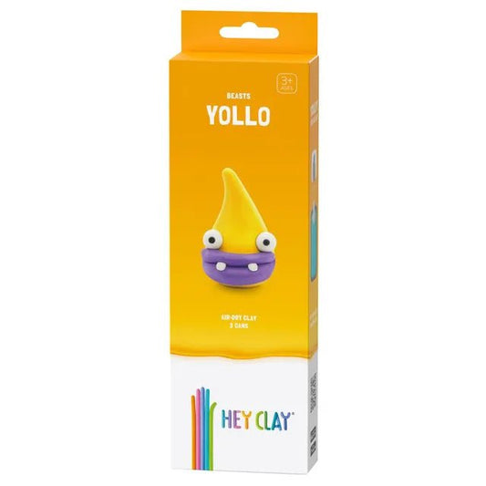 HEY CLAY – DIY Yollo Plastic Creative Modelling Air - Dry Clay For Kids 3 Cans - Marah Kids