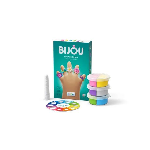 Hey Clay - Flower RINGS Colourful modelling air - dry clay, 3 cans with fun interactive app for kids 3 years + - Marah Kids