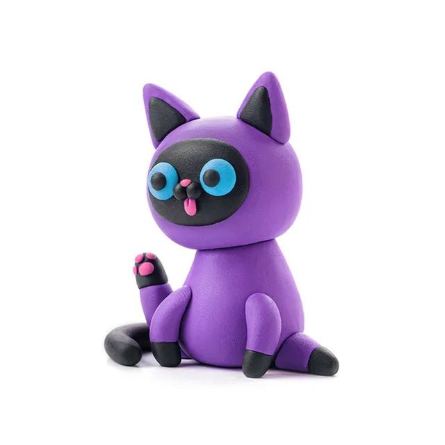 Hey Clay - Fluffy Pets SIAMESE CAT Colourful modelling air - dry clay, 3 cans with fun interactive app for kids 3 years + - Marah Kids