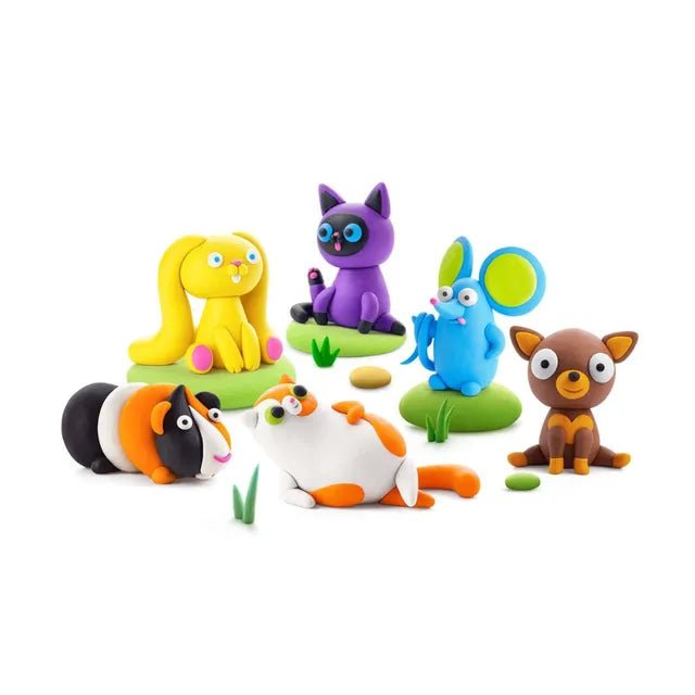 Hey Clay - Fluffy Pets SIAMESE CAT Colourful modelling air - dry clay, 3 cans with fun interactive app for kids 3 years + - Marah Kids